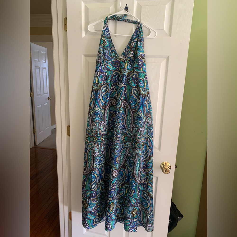Y2K Inspired Paisley TB Halter Maxi Dress - NWT